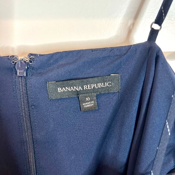 Banana Republic Nautical Pinstripe Handkerchief Hem Fit + Flare Dress Size 10 - Picture 5 of 7